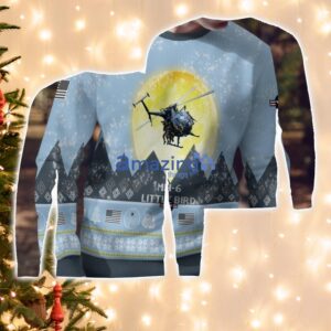 MH 6 Little Bird MH6 Light Blue Aircraft Moonlight 3D Ugly Christmas Sweater Christmas Gift image MH-6 Little Bird MH6 Light Blue Aircraft Moonlight 3D Ugly Christmas Sweater Christmas Gift Product Photo 4