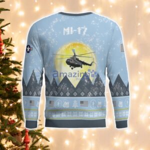 Mi-17 Mi17 Light Blue Aircraft Moonlight 3D Ugly Christmas Sweater Christmas Gift Product Photo 3