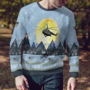 Mi-17 Mi17 Light Blue Aircraft Moonlight 3D Ugly Christmas Sweater Christmas Gift Product Photo 4