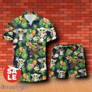 Michelob Ultra Beer Baby Yoda Tropical Flowery Hawaiian Shirt & Short Product Photo 1