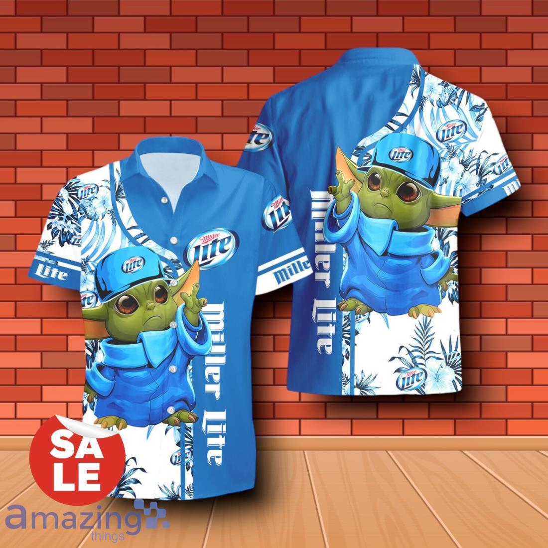 Miller Lite Baby Yoda Hawaiian Shirt & Short image Miller Lite Baby Yoda Hawaiian Shirt & Short Product Photo 2