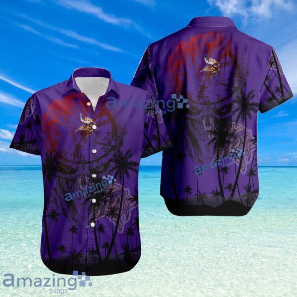 Minnesota Vikings NFL Halloween Tropical Beach Hawaiian Shirt New Product Photo 1