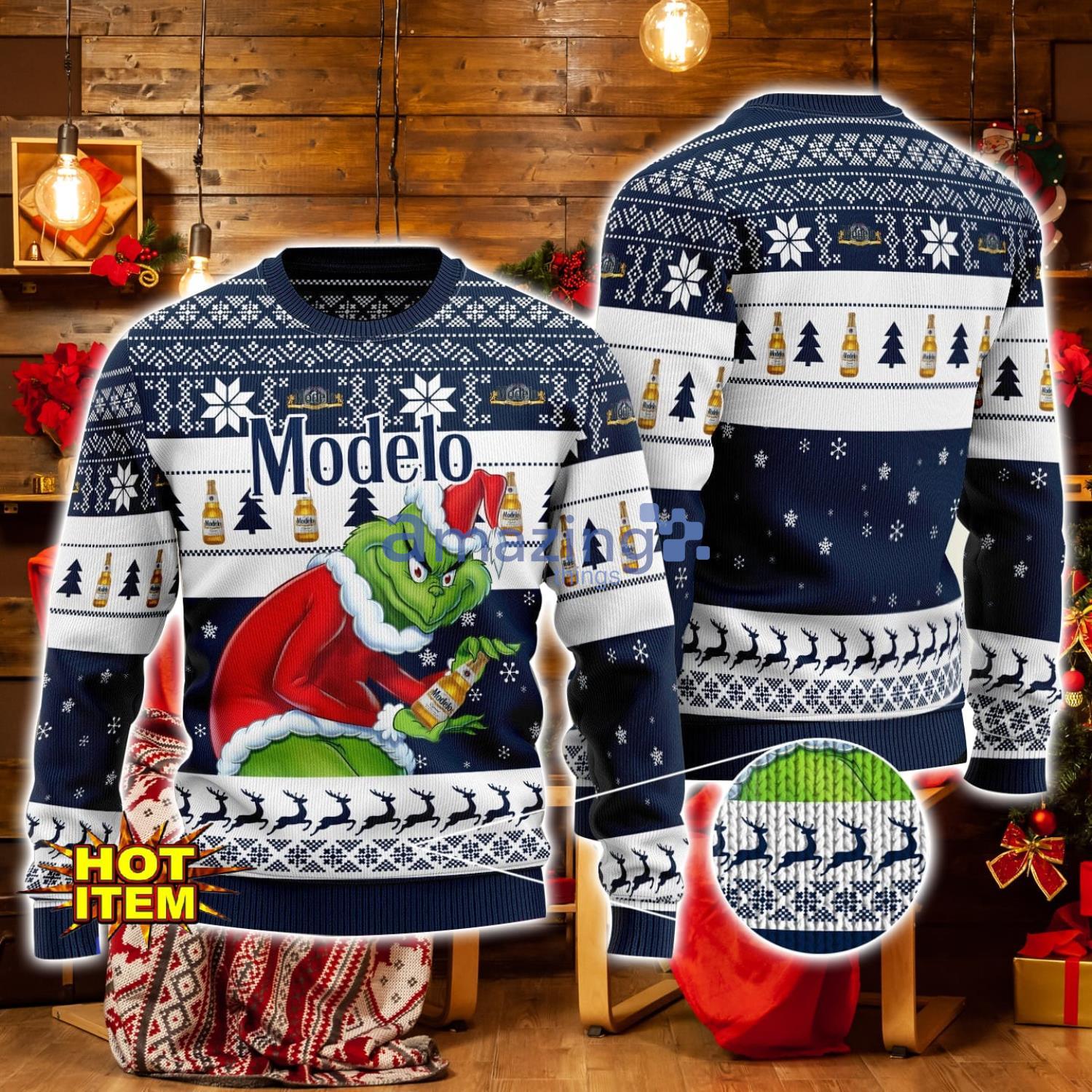 Modelo Grinch Hug Logo Ugly Christmas Sweater Christmas Gift For Men And Women image Modelo Grinch Hug Logo Ugly Christmas Sweater Christmas Gift For Men And Women Product Photo 1