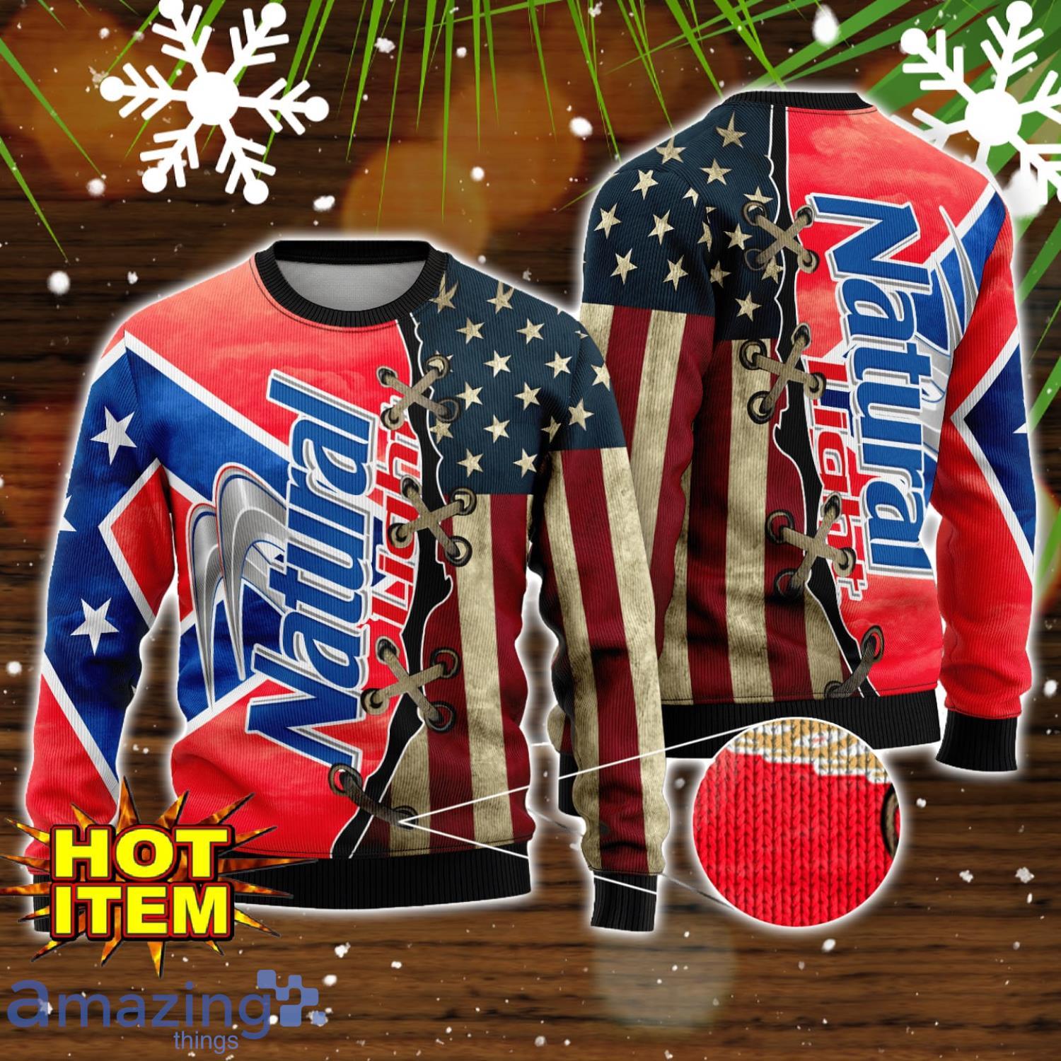 Natural Light USA Flag All Over Print 3D Ugly Christmas Sweater Unique Gift For Christmas image Natural Light USA Flag All Over Print 3D Ugly Christmas Sweater Unique Gift For Christmas Product Photo 1