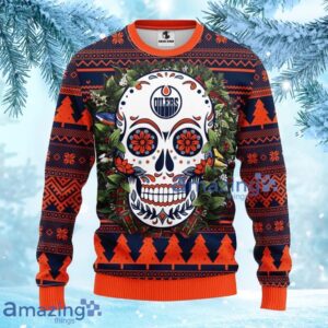 NHL Edmonton Oilers Skull Flower Ugly Christmas Ugly Sweater Gift for fans Product Photo 3