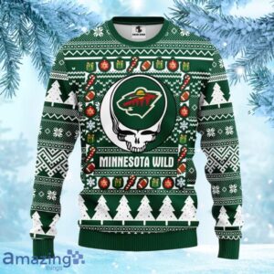 NHL Minnesota Wild Grateful Dead Ugly Christmas Fleece Sweater Gift for fans image NHL Minnesota Wild Grateful Dead Ugly Christmas Fleece Sweater Gift for fans Product Photo 3