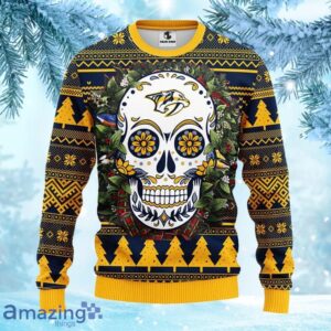 NHL Nashville Predators Skull Flower Ugly Christmas Ugly Sweater Gift for fans Product Photo 1