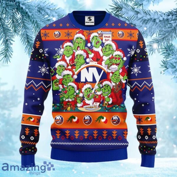 NHL New York Islanders 12 Grinch Xmas Day Christmas Ugly Sweater Gift for fans Product Photo 2