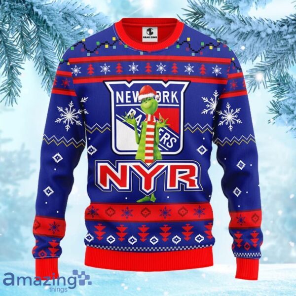 NHL New York Rangers Funny Grinch Christmas Ugly Sweater Gift for fans Product Photo 1