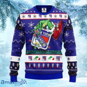NHL New York Rangers Grinch Christmas Ugly Sweater Gift for fans image NHL New York Rangers Grinch Christmas Ugly Sweater Gift for fans Product Photo 2