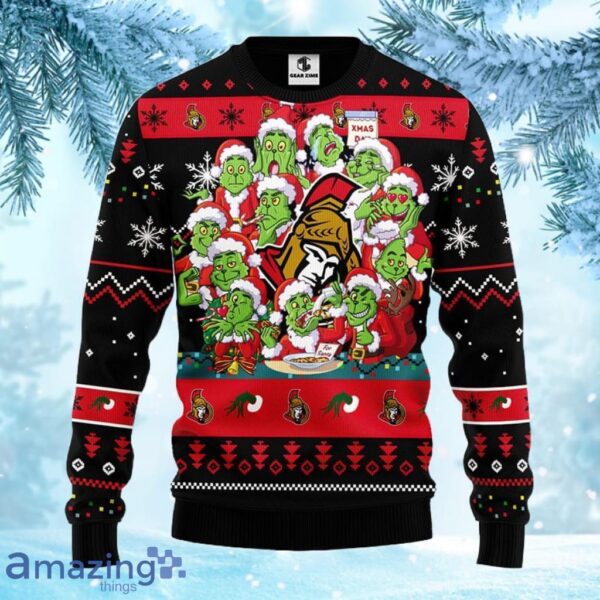 NHL Ottawa Senators 12 Grinch Xmas Day Christmas Ugly Sweater Gift for fans Product Photo 2