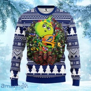 NHL Tampa Bay Lightning Grinch Hug Christmas Ugly Sweater Gift for fans Product Photo 1