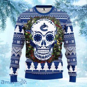 NHL Vancouver Canucks Skull Flower Ugly Christmas Ugly Sweater Gift for fans Product Photo 1