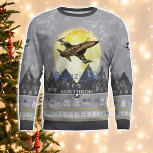 Northrop F-5 F5 Aircraft Moonlight And Mountain Pattern Ugly Christmas Sweater Aircraft Lovers Christmas Gift Product Photo 2