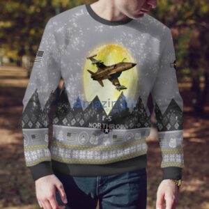Northrop F-5 F5 Aircraft Moonlight And Mountain Pattern Ugly Christmas Sweater Aircraft Lovers Christmas Gift Product Photo 4