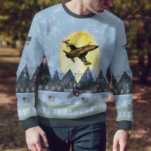 Northrop F-5 F5 Light Blue Aircraft Moonlight 3D Ugly Christmas Sweater Christmas Gift Product Photo 4