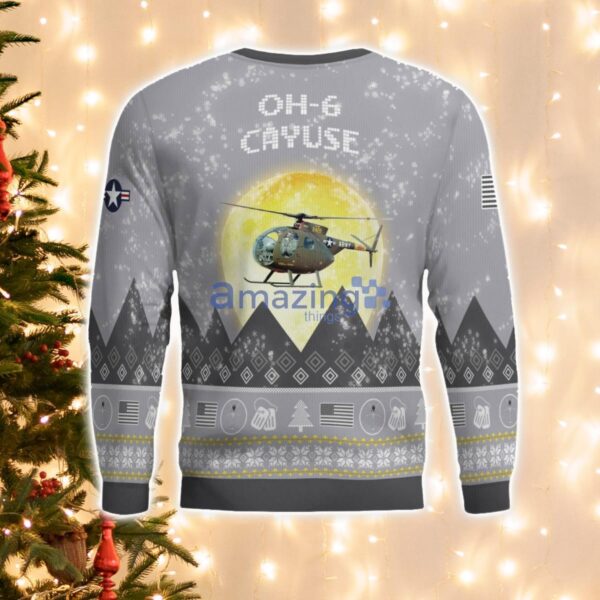 OH-6 Cayuse OH6 Aircraft Moonlight And Mountain Pattern Ugly Christmas Sweater Aircraft Lovers Christmas Gift Product Photo 1