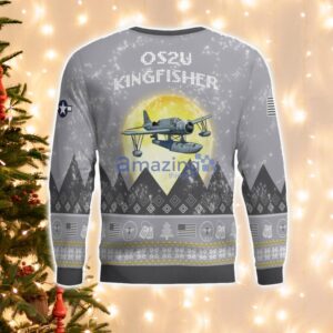 OS2U Kingfisher Aircraft Moonlight And Mountain Pattern Ugly Christmas Sweater Aircraft Lovers Christmas Gift image OS2U Kingfisher Aircraft Moonlight And Mountain Pattern Ugly Christmas Sweater Aircraft Lovers Christmas Gift Product Photo 2