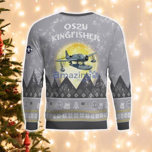 OS2U Kingfisher Aircraft Moonlight And Mountain Pattern Ugly Christmas Sweater Aircraft Lovers Christmas Gift Product Photo 2