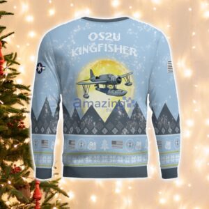 OS2U Kingfisher Light Blue Aircraft Moonlight 3D Ugly Christmas Sweater Christmas Gift image OS2U Kingfisher Light Blue Aircraft Moonlight 3D Ugly Christmas Sweater Christmas Gift Product Photo 2