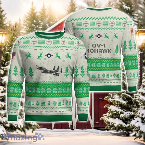 OV-1 Mohawk OV1 Green Color AOP Aircraft Ugly Christmas Sweater All Printed Sweater Product Photo 1