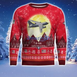 B 66 Destroyer B66 Aircraft Moonlight Red Color Ugly Christmas Sweater Christmas Gift image B-66 Destroyer B66 Aircraft Moonlight Red Color Ugly Christmas Sweater Christmas Gift Product Photo 2