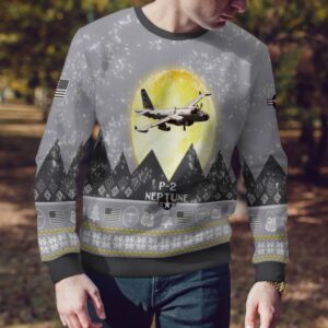 P-2 Neptune P2 Aircraft Moonlight And Mountain Pattern Ugly Christmas Sweater Aircraft Lovers Christmas Gift Product Photo 4