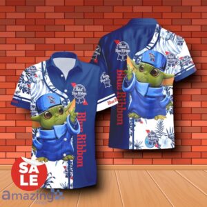 Pabst Blue Ribbon Baby Yoda Hawaiian Shirt & Short image Pabst Blue Ribbon Baby Yoda Hawaiian Shirt & Short Product Photo 2