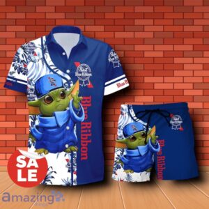 Pabst Blue Ribbon Baby Yoda Hawaiian Shirt & Short Product Photo 1