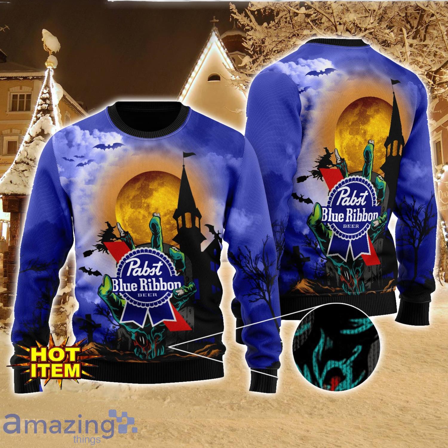 Pabst Blue Ribbon Halloween 3D Sweater Halloween Gift For Men And Women image Pabst Blue Ribbon Halloween 3D Sweater Halloween Gift For Men And Women Product Photo 1