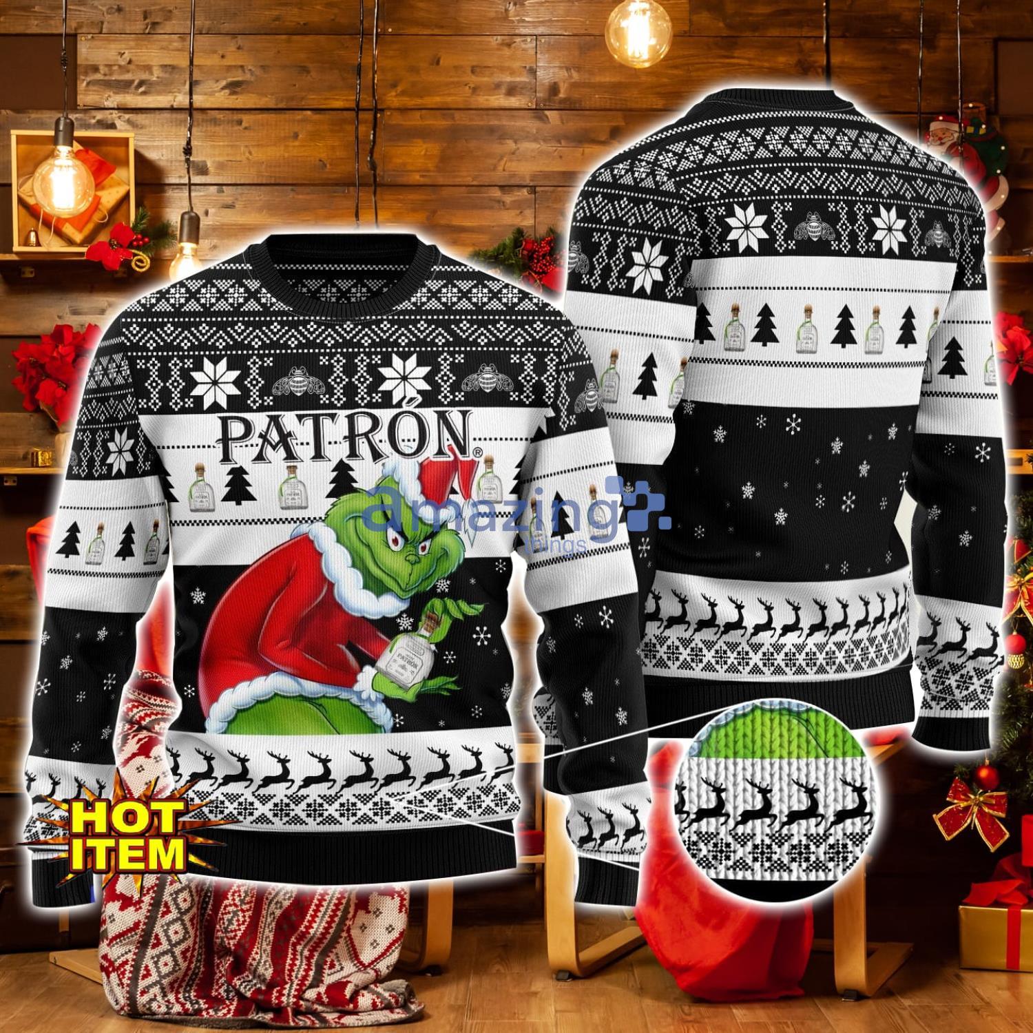 Patron Tequila Grinch Hug Logo Ugly Christmas Sweater Christmas Gift For Men And Women image Patron Tequila Grinch Hug Logo Ugly Christmas Sweater Christmas Gift For Men And Women Product Photo 1