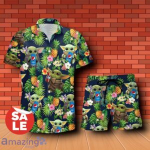 Pepsi Baby Yoda Tropical Flowery Hawaiian Shirt & Short Product Photo 1