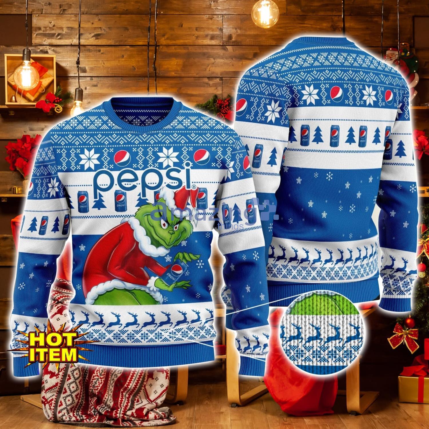 Pepsi Grinch Hug Logo Ugly Christmas Sweater Christmas Gift For Men And Women image Pepsi Grinch Hug Logo Ugly Christmas Sweater Christmas Gift For Men And Women Product Photo 1