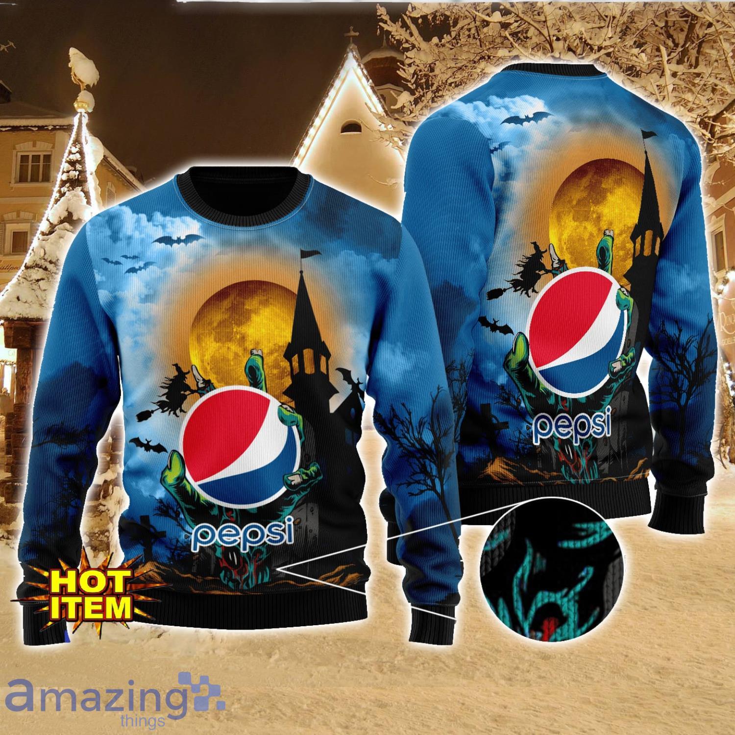 Pepsi Halloween 3D Sweater Halloween Gift For Men And Women image Pepsi Halloween 3D Sweater Halloween Gift For Men And Women Product Photo 1