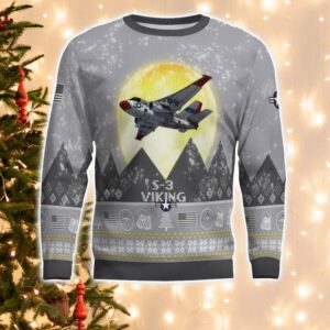 S-3 Viking S3 Aircraft Moonlight And Mountain Pattern Ugly Christmas Sweater Aircraft Lovers Christmas Gift Product Photo 2