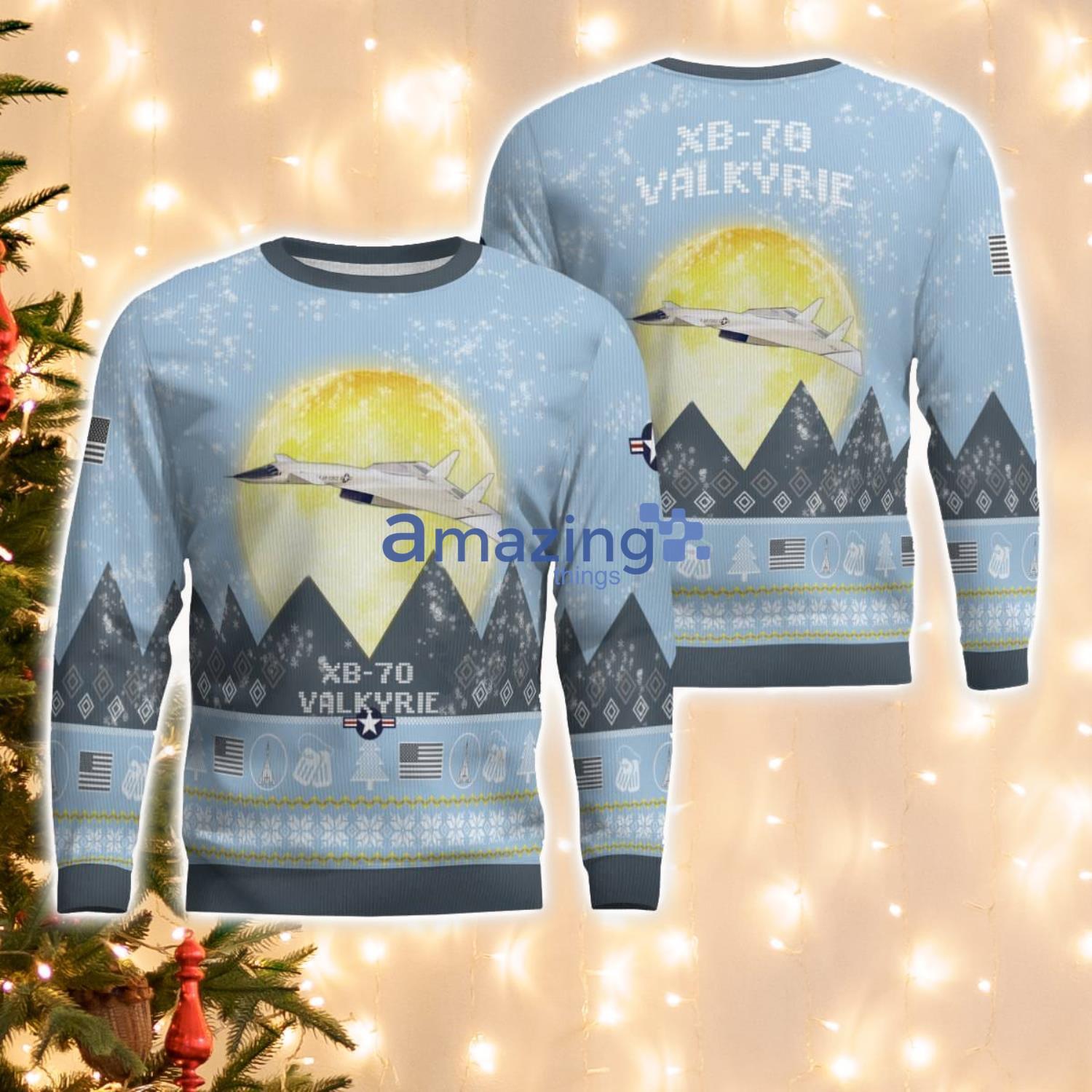 XB-70 Valkyrie XB70 Light Blue Aircraft Moonlight 3D Ugly Christmas Sweater Christmas Gift XB-70 Valkyrie XB70 Light Blue Aircraft Moonlight 3D Ugly Christmas Sweater Christmas Gift Product Photo 1