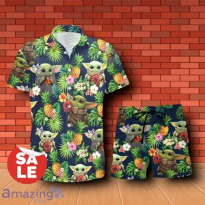 Remy Martin Baby Yoda Tropical Flowery Hawaiian Shirt & Short Product Photo 1