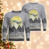 Republic XF-84H XF84H Aircraft Moonlight And Mountain Pattern Ugly Christmas Sweater Aircraft Lovers Christmas Gift
