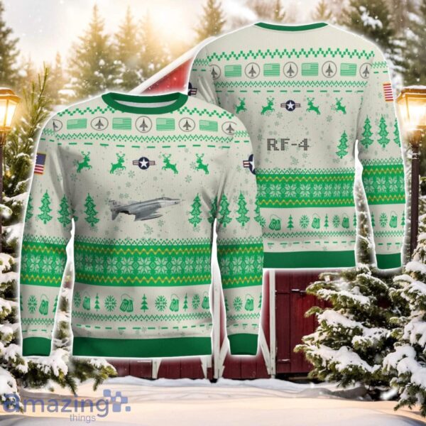 RF-4 RF4 Green Color AOP Aircraft Ugly Christmas Sweater All Printed Sweater Product Photo 1