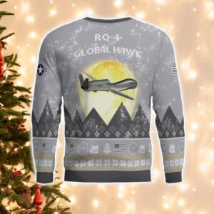 RQ-4 Global Hawk RQ4 Aircraft Moonlight And Mountain Pattern Ugly Christmas Sweater Aircraft Lovers Christmas Gift Product Photo 3