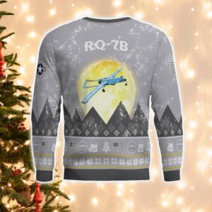 RQ 7B RQ7B Aircraft Moonlight And Mountain Pattern Ugly Christmas Sweater Aircraft Lovers Christmas Gift image RQ-7B RQ7B Aircraft Moonlight And Mountain Pattern Ugly Christmas Sweater Aircraft Lovers Christmas Gift Product Photo 2