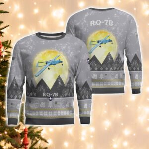 RQ-7B RQ7B Aircraft Moonlight And Mountain Pattern Ugly Christmas Sweater Aircraft Lovers Christmas Gift Product Photo 1