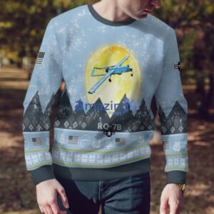 RQ-7B RQ7B Light Blue Aircraft Moonlight 3D Ugly Christmas Sweater Christmas Gift Product Photo 3