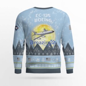 Boeing EC 135 EC135 Light Blue Aircraft Moonlight 3D Ugly Christmas Sweater Christmas Gift image Boeing EC-135 EC135 Light Blue Aircraft Moonlight 3D Ugly Christmas Sweater Christmas Gift Product Photo 3