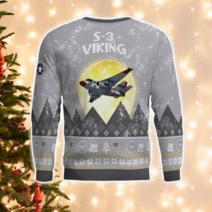 S-3 Viking S3 Aircraft Moonlight And Mountain Pattern Ugly Christmas Sweater Aircraft Lovers Christmas Gift Product Photo 3