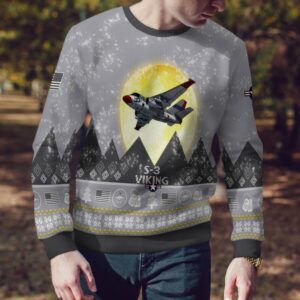 S-3 Viking S3 Aircraft Moonlight And Mountain Pattern Ugly Christmas Sweater Aircraft Lovers Christmas Gift Product Photo 4