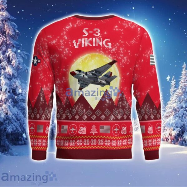 S-3 Viking S3 Aircraft Moonlight Red Color Ugly Christmas Sweater Christmas Gift Product Photo 3