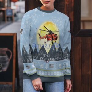 S-64 Skycrane S64 Light Blue Aircraft Moonlight 3D Ugly Christmas Sweater Christmas Gift Product Photo 5