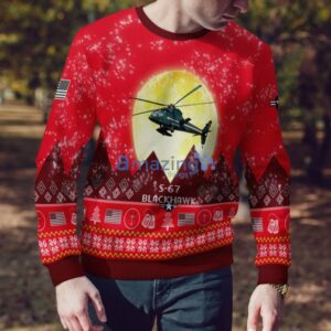 S-67 Blackhawk S67 Aircraft Moonlight Red Color Ugly Christmas Sweater Christmas Gift Product Photo 4