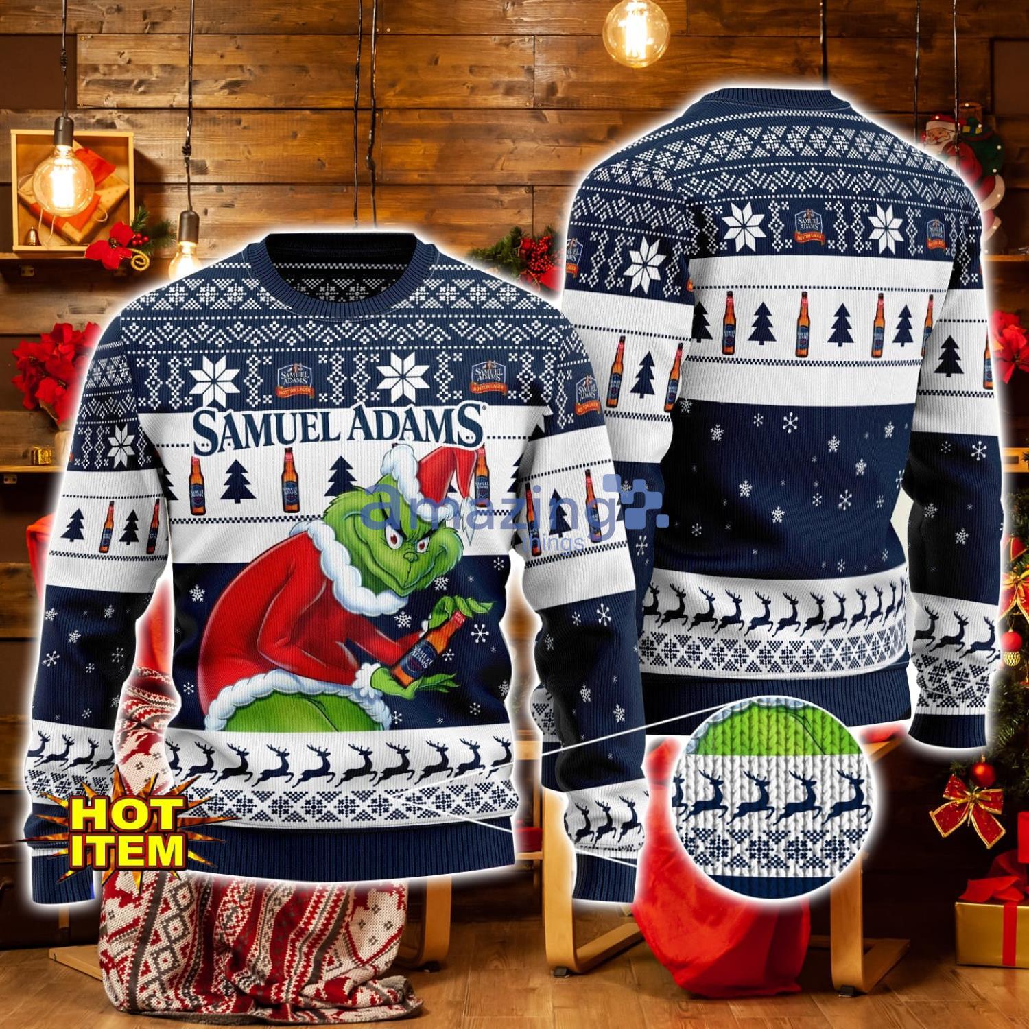 Samuel Adams Grinch Hug Logo Ugly Christmas Sweater Christmas Gift For Men And Women image Samuel Adams Grinch Hug Logo Ugly Christmas Sweater Christmas Gift For Men And Women Product Photo 1